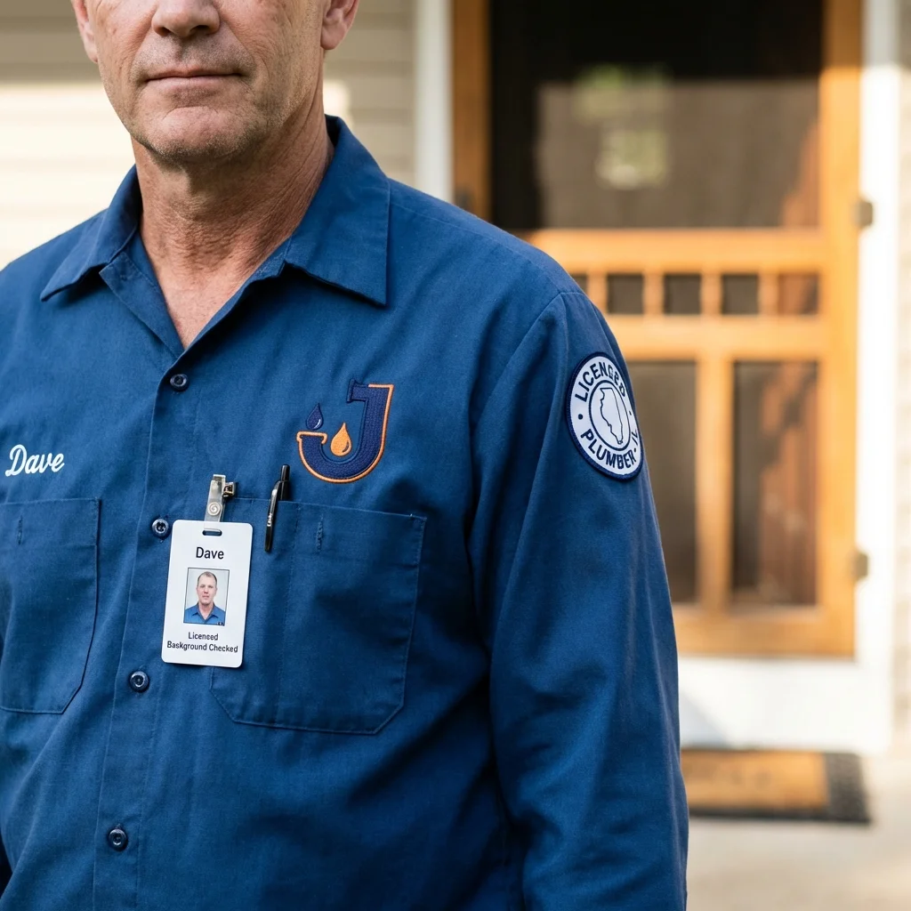 Licensed plumber showing ID badge in Red Lodge, MT