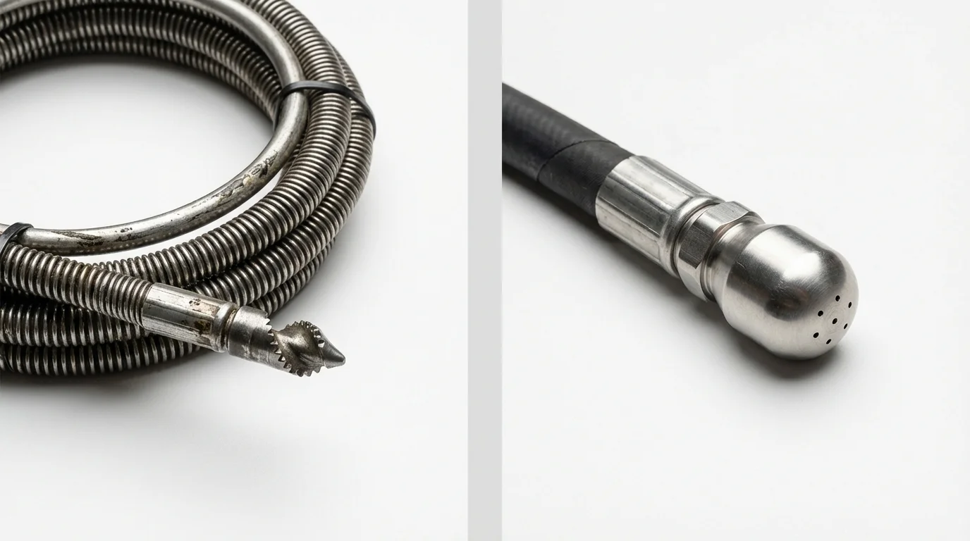 Drain snake cable and hydro jetting nozzle used for drain cleaning in Red Lodge, MT