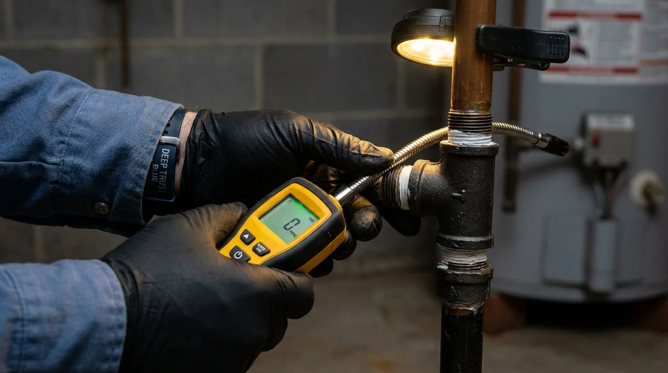 Gas leak detection with electronic sniffer by Johns Plumbing LLC in Red Lodge